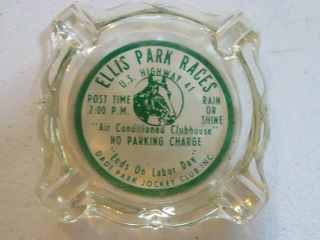 Ellis Park Vintage Horse Race Track Clear Glass Ashtray Henderson Kentucky