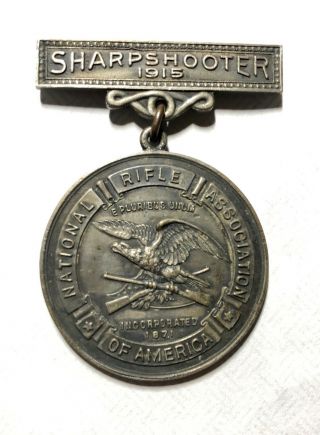 Vintage Nra 1915 Sharpshooter Medal Pin