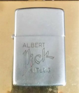 Vintage Zippo Lighter From The Albert Pick Hotel - 1950 