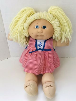 1983 Vtg Cabbage Patch Kids Girl Blonde Blue Eyes Dimples Pacifier Mouth