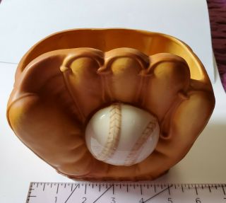 Vintage Baseball Planter Lefton Japan Ceramic Glove& Ball Floral Vase Pen Holder