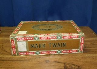 Vintage Mark Twain Advertising 6 Cent Wooden Cigar Box