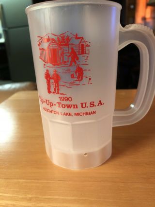1990 Tip Up Town Usa Houghton Lake Michigan Winter Festival Miller Lite Beer Mug