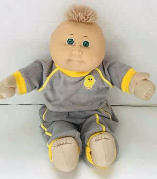 1985 Vtg Cabbage Patch Kids Baby Green Eyes/dimple Blonde Tuft