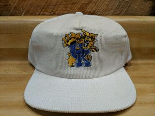 Vintage University Of Kentucky Wildcats Snapback Hat Cap Corduroy Uk Guc