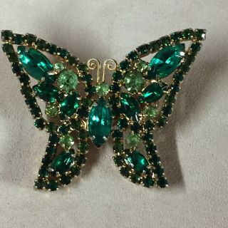 Vintage Signed Weiss Gold Tone Rhinestone Butterfly Brooch