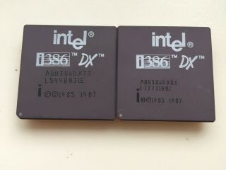 Intel A80386dx - 33,  386dx 33,  A80386dx33,  Vintage Cpu,  Gold,  Top Cond