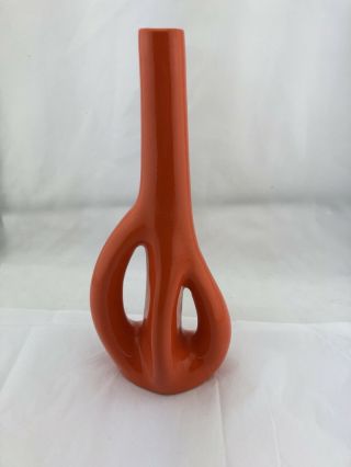 Vintage Vase Mid Century Ceramic 11 " Tall Orange
