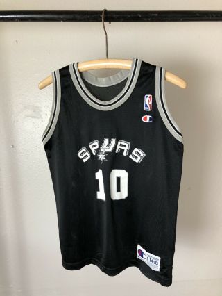 Vintage Champion San Antonio Spurs Dennis Rodman Black Jersey Sz Youth L (14 - 16)
