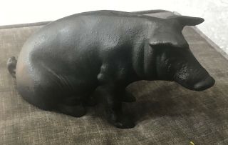 Vintage Black Cast Iron Pig Piggy Bank