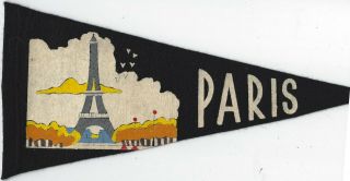 Paris,  France - Two Sided - Felt Pennant From The 1960 