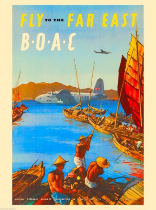 Far East Orient Fly Airline China Asia Asian Travel Advertisement Art Poster