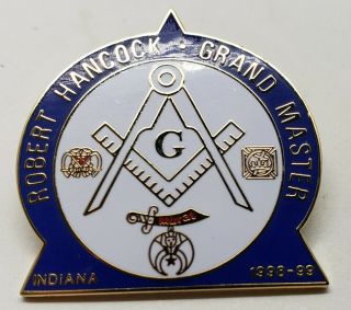 Indiana Masonic Grand Master Pin Enamel Pinback