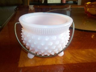 Fenton Vintage Hobnail Pink Footed Small Kettle No.  3990