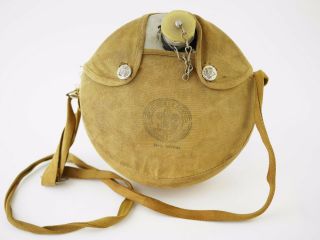 Vintage Boy Scouts Of America Bsa Canteen & Brown Canvas Cover W/ Strap