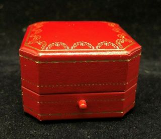 Vintage Cartier Paris Red Leather Ring Presentation Box - 1 " Square