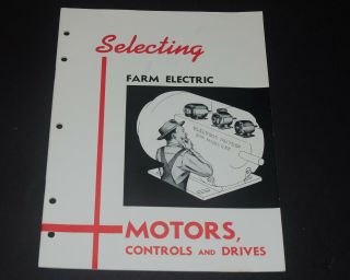 Vintage Selecting Farm Electric Motors Controls & Drives Guide Book 1953