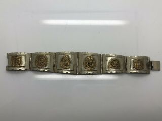 Vintage Native American Link Cuff Bracelet Signed Hecho En Mexico Sterling