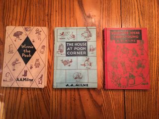 Vintage Set Of 3 Winnie The Pooh Books By Milne 1950