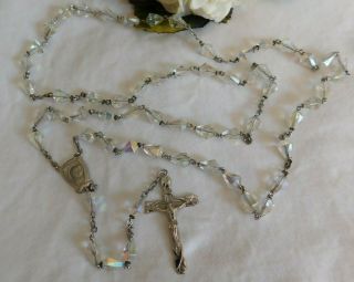 Vintage Rosary,  Sterling Silver,  Aurora Borealis Crystals,  Ste.  Anne De Beaupre