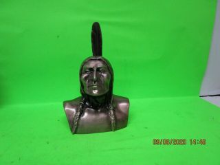 Vintage 1974 Banthrico Shawmut Bank Indian Head Bust Bronze Metal W/out Key