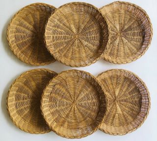 Vintage Wicker Straw Rattan Woven Paper Plate Holders Camping/cookouts/picnics 6