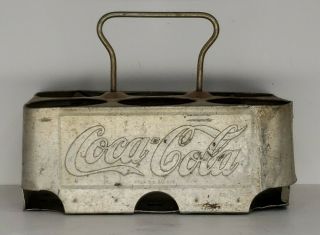 Vintage 1950s Stamped Aluminum Coca Cola Coke Bottle Carrier Holder