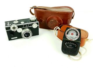 Argus C3 Vintage 35mm Camera F/3.  5 50mm Cintar Lens & Ge Light Meter W/ Cases