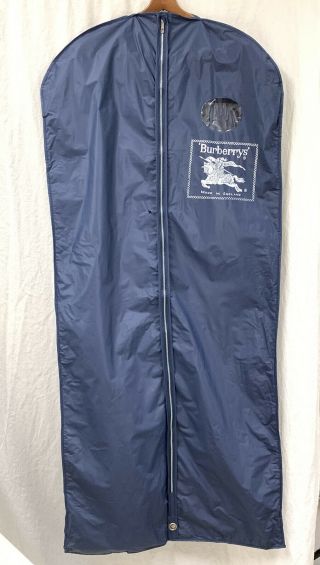 Vintage Rare Blue Long Burberry Prorsum Knight Nylong Garment Bag Clear Window