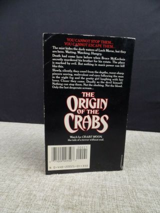 ORIGIN OF THE CRABS Guy N.  Smith Vintage Horror Paperback Dell 1988 2