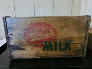 Vintage Roberts Wood Metal Milk Crate
