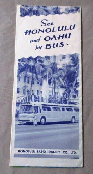 Vintage 1968 Hrt Honolulu Rapid Transit Map And Route Guide Bus Service