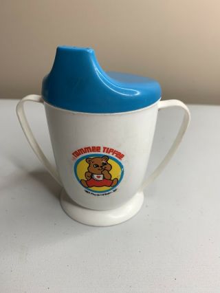 Tommee Tippee Teddy Bear White Sippy Cup Blue Lid Vintage 1989 Playskool Baby
