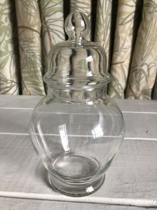 Vtg Clear Glass Ginger Jar Kitchen Candy Apothecary Spice Canister Vanity 7 - 3/4 "