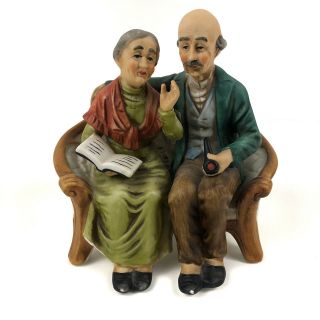 Vintage Thames Porcelain Figurine Hand Painted Old Elderly Couple Grandparents