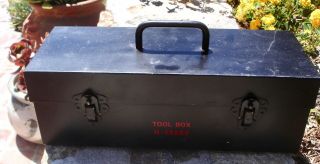 Vintage Tool Box,  Black Metal Tool Box H - 46556,  Sturdy,