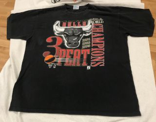 Chicago Bulls 3 Peat Nba 1991 1992 1993 World Champions Logo 7 Vtg T Shirt Xl