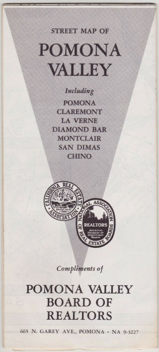 1964 City Street Map Of Pomona Valley California Brochure