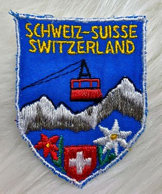 Vintage 70s Schweiz Suisse Switzerland Swiss Alps Ski Resort Embroidered Patch