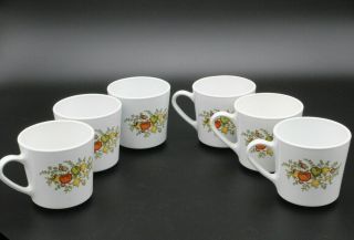 Set Of 6 Vintage Centura By Corning Flat Bottom Coffee Tea Cups Spice Of Life