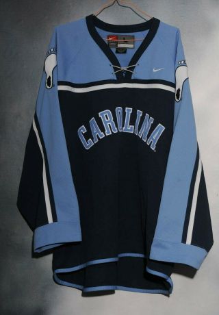 Vintage Nike Unc North Carolina Tar Heels Authentic Hockey Jersey Mens Size L