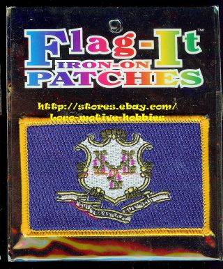 Lmh Patch Woven Badge Connecticut Ct State Flag Iron - On Crest Pennant 3 - 1/2 "