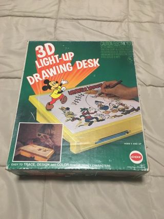 Vintage Disney 3d Light Up Drawing Desk Toy Mickey Mouse Electric