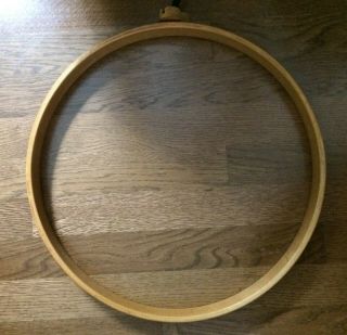 Wood Vintage Quilt Hoop 17” Round Adjustable Cord Tension Euc