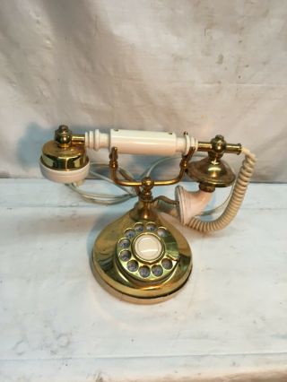 Vintage 1970s Western Brass French Style Rotary Dial Telephone made in Japan 2