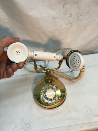 Vintage 1970s Western Brass French Style Rotary Dial Telephone made in Japan 3