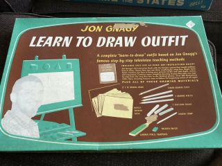 Vtg 1950 Jon Gnagy Learn To Draw Outfit Opened Television Teaching