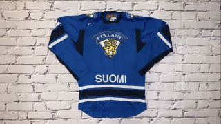 Nike 2000’s Iihf Finland Suomi Hockey Jersey Blue Men’s Sz S Vintage