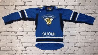 Nike 2000’s IIHF Finland Suomi Hockey Jersey Blue Men’s Sz S Vintage 2