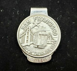 Vintage Money Clip San Francisco " City By The Golden Gate ",  Pewter & Ss